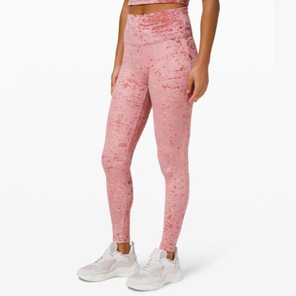 Lululemon Wunder Lounge High-Rise Tight 28" Soft Cranberry Pink Velvet Leggings - Picture 1 of 11